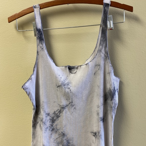 Notch Neck Ribbed Tie Dye Mini Bodycon Summer Dress Size Large - Picture 13 of 14